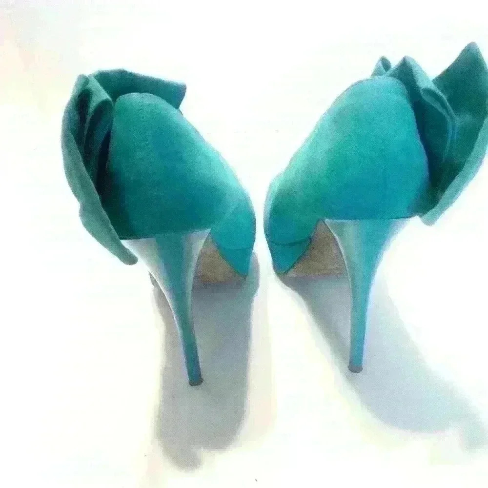 Dollhouse turquoise blue bowed stiletto - Picture 6 of 9